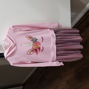 Girls sequin/glitter Unicorn hoodie dress